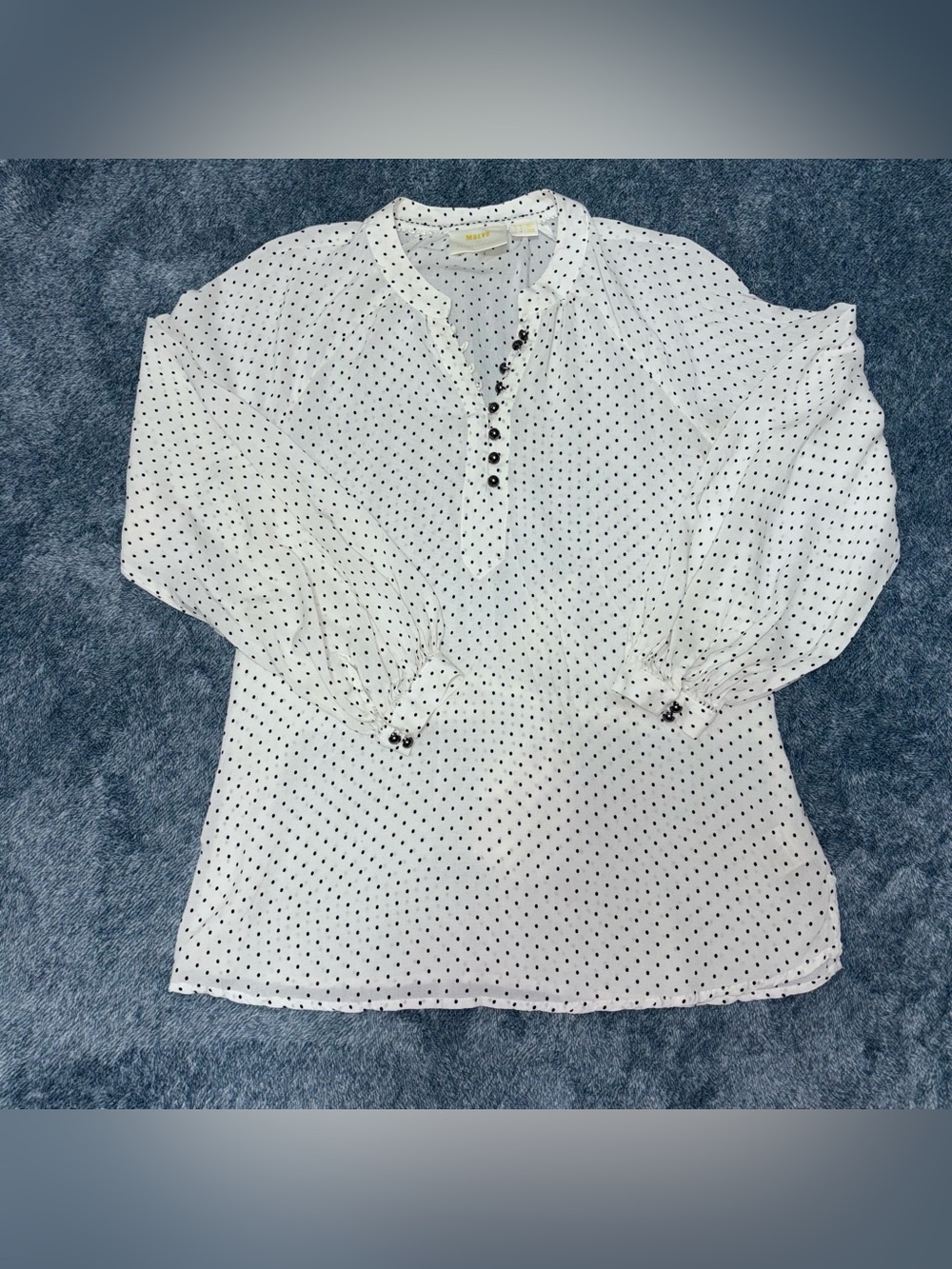 Maeve by Anthropologie “Lucy” Ivory and Black Polka Dot Top Size 6